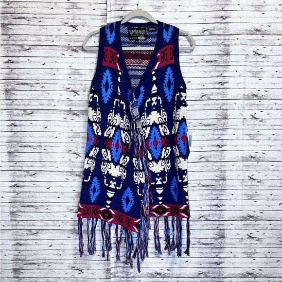 Powder River Outfitters Collection by Panhandle Aztec Fringe Vest - Picture 1 of 11